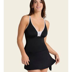 New! Leonisa Multiway Skirt One-Piece Swimsuit Dress Black Size L 47342